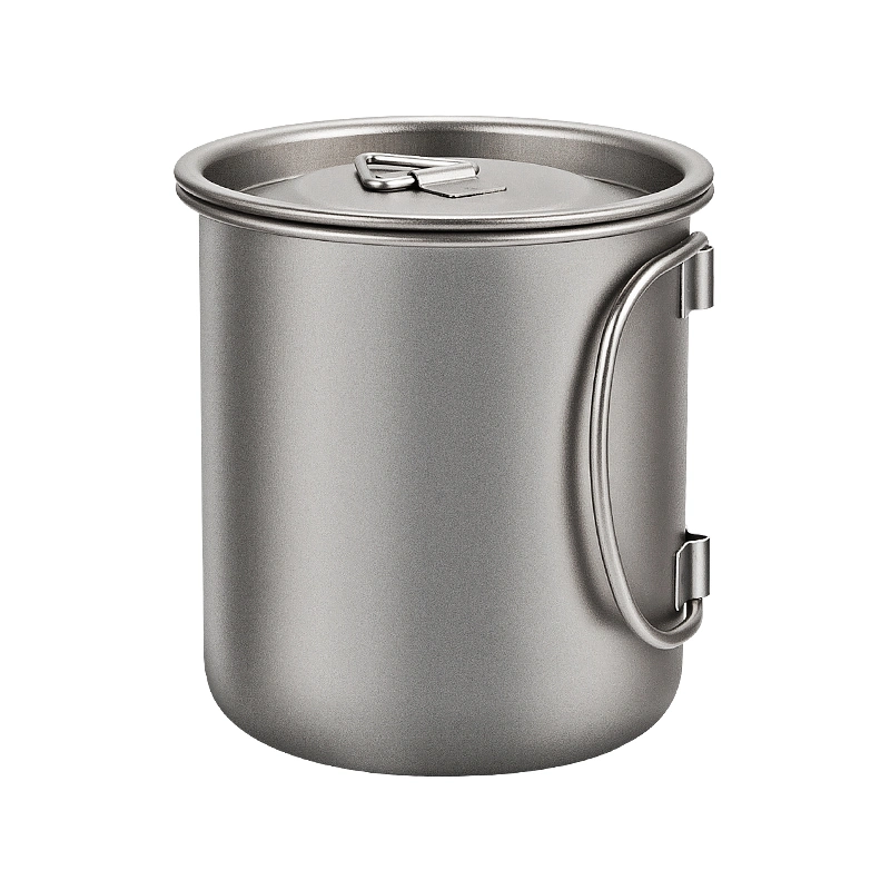 450ml Outdoor Camping Titanium Folding Handle Coffee Cup Ultra Light Mug Water Mug with Lip Hiking Coffee Mug